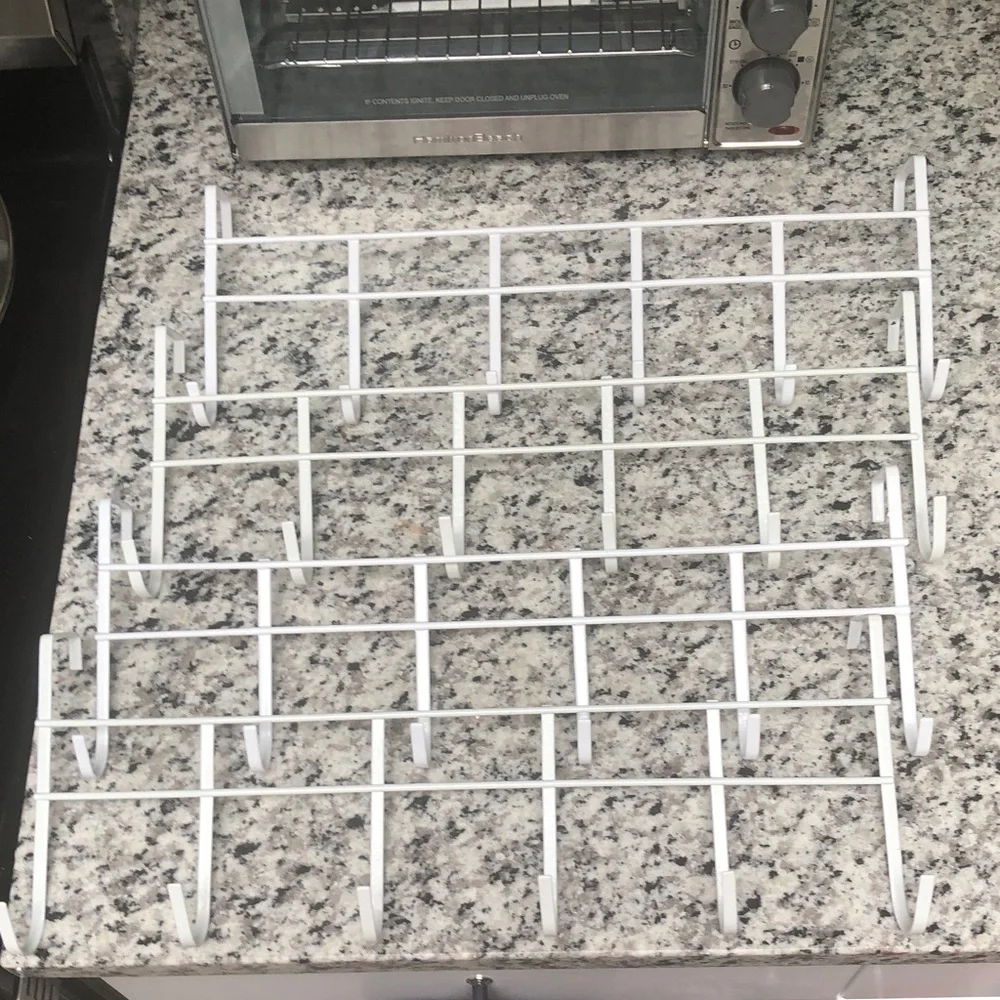 🛍️ White Over-the-Door Hook Organizer Rack Set of 4